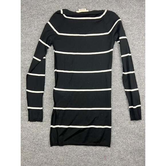 Marni Virgin Wool Dress Women's 14 Black Striped Long Sleeve Made in Italy - Picture 9 of 10